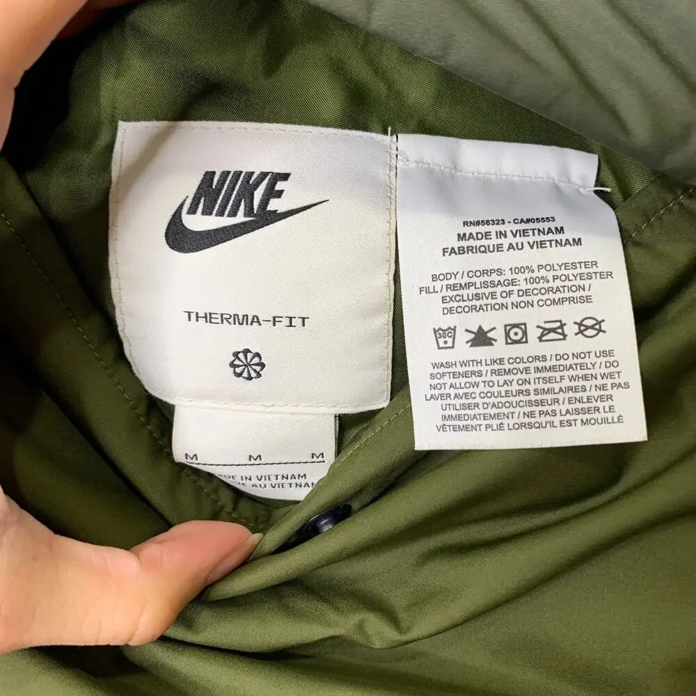 Nike Jacket Mens M Medium Army Green Sportswear Therma Legacy Reversible Bomber